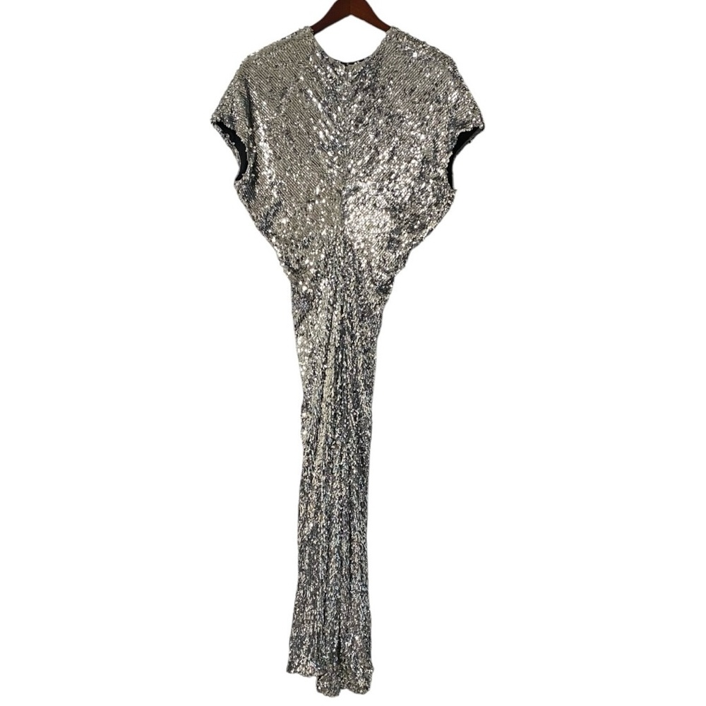 NWT Maje Argent Silver Sequin Dress Size 36 US 4 - Picture 11 of 13